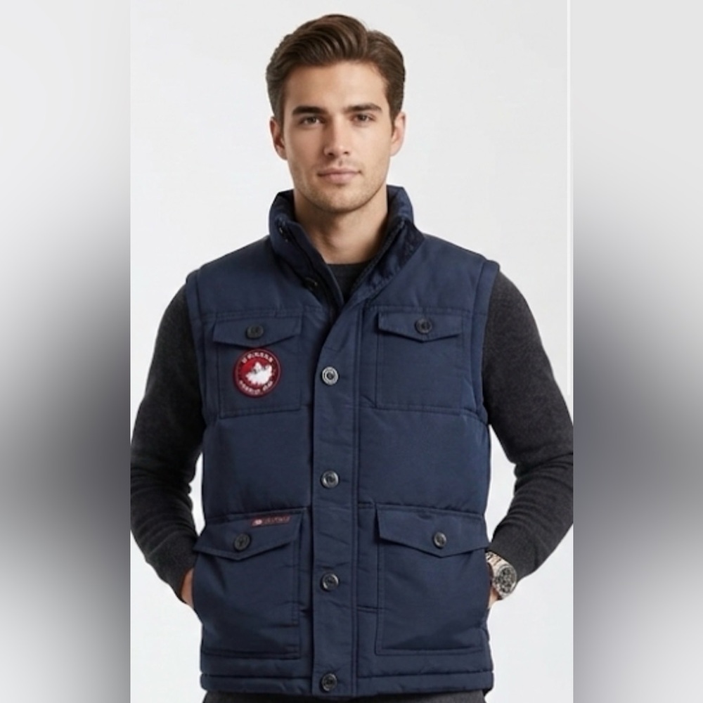 Canada Weather Gear Men's 4-Pocket Puffer Vest Dark Blue Quilted Vest SIZE M/M/